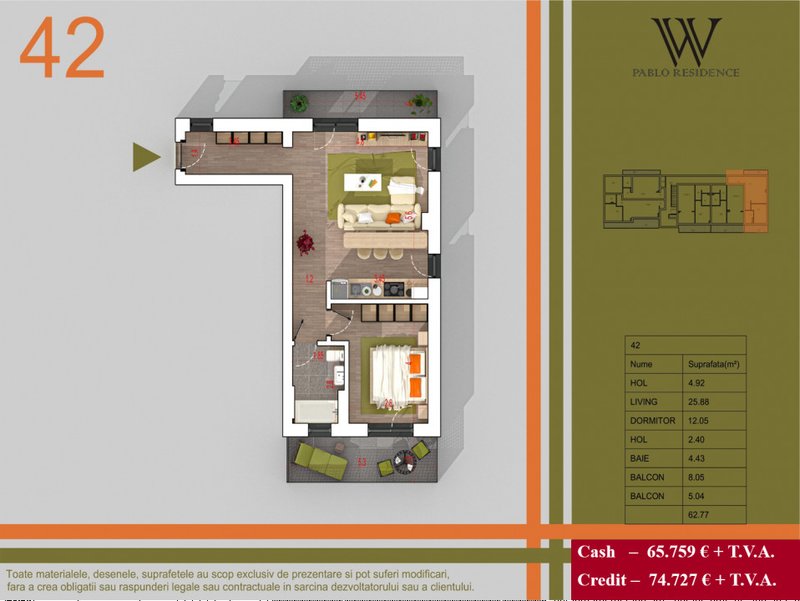 Pallady PROMO - Avans minim 15% - Apartament 2 camere decomandat - Bucatarie Inchisa